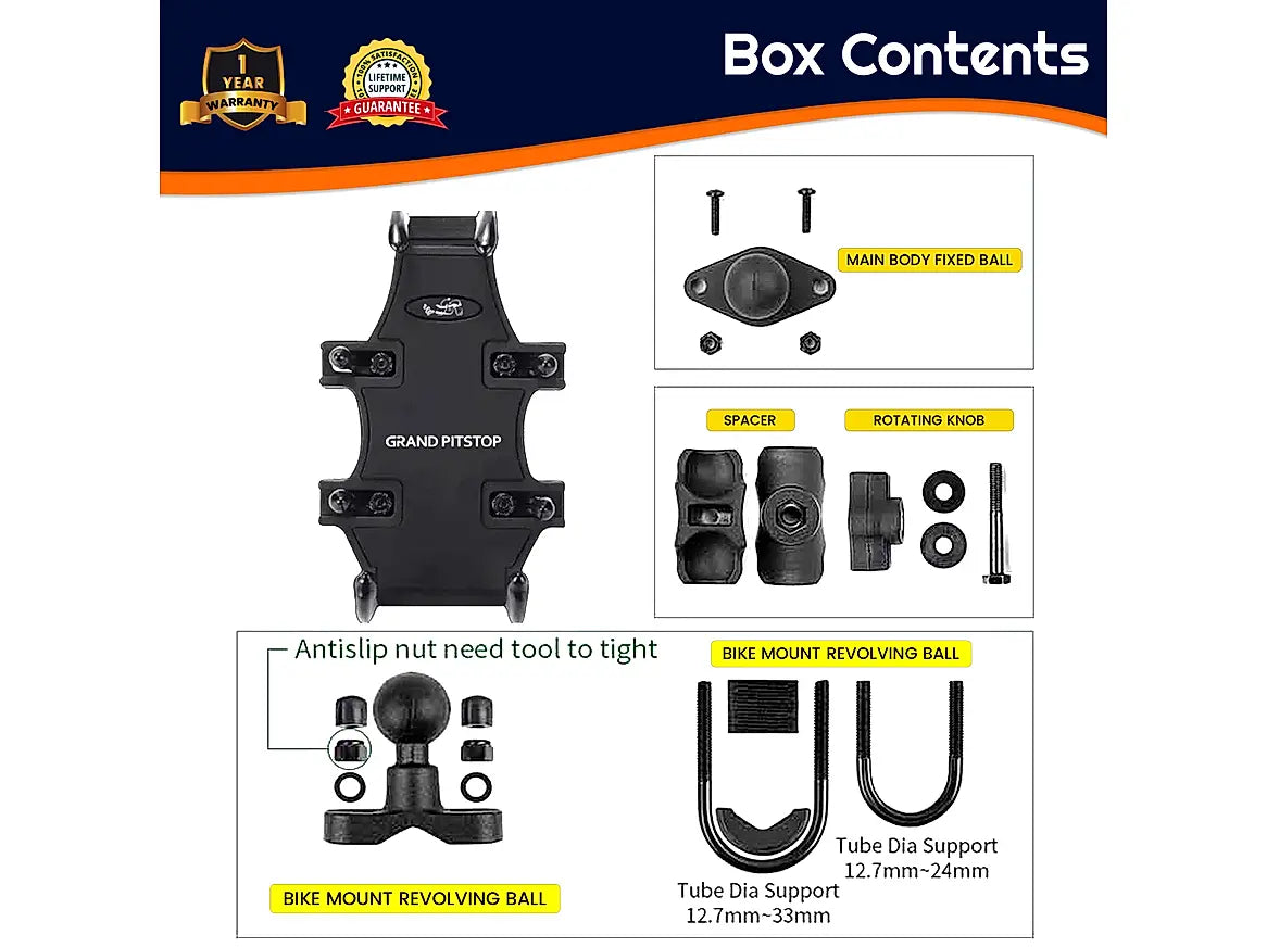 GRANDPITSTOP 4-SIDED GRIP MOBILE MOUNT - BLACK