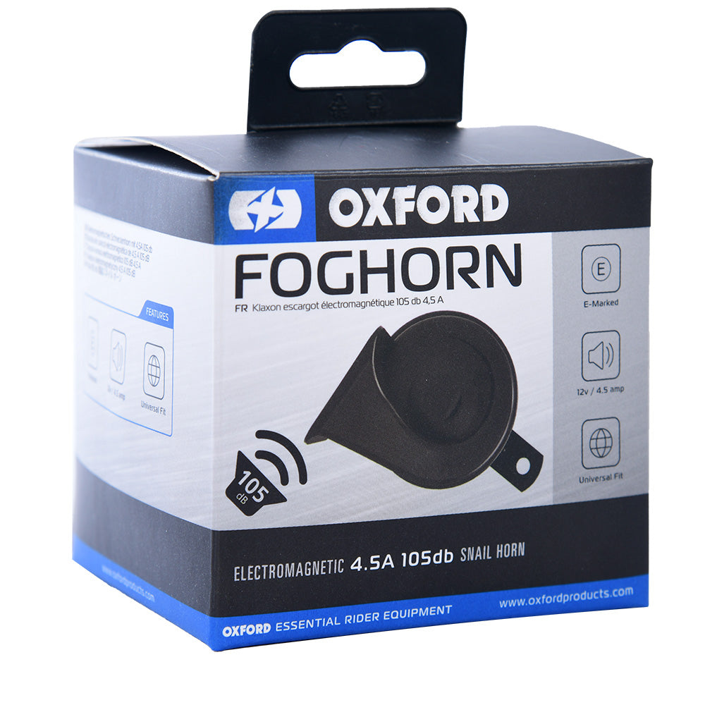 OXFORD FOGHORN 12V MOTORCYCLE HORN - BLACK
