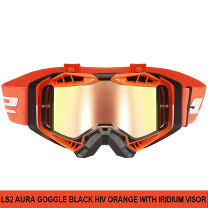 LS2 AURA PRO OFFROAD GOGGLES WITH IRIDIUM VISOR