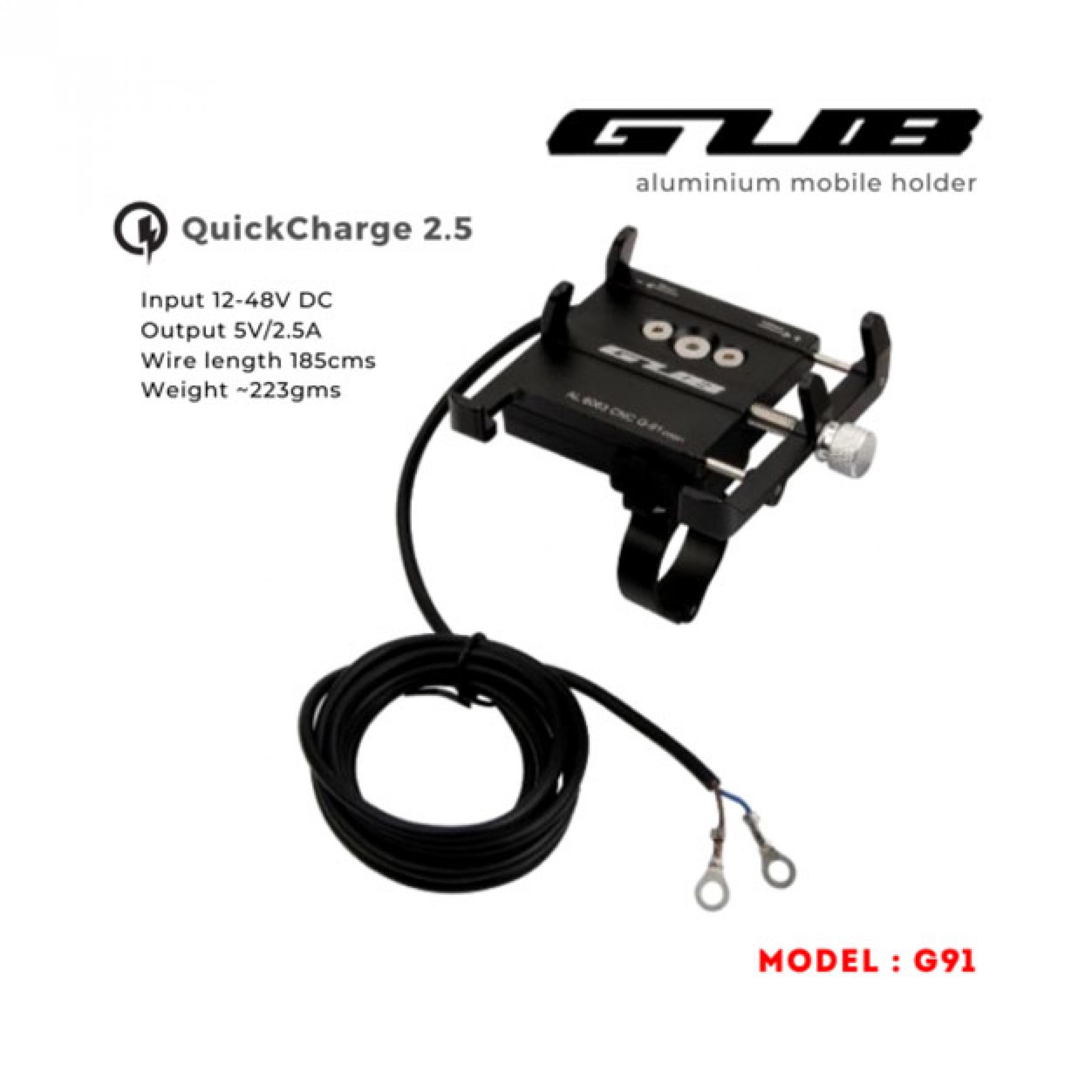 G91 Aluminium handlebar Mobile Holder with Quick Charger 2.5A